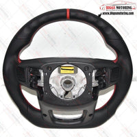 Custom Red Accent Smooth Leather Flat Bottom Steering Wheel Fits 19-24 GM Truck