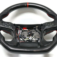 Fits 2014 Silverado Custom Carbon Fiber & Leather Flat Bottom Steering Wheel