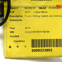 2011-2014 Dodge Charger Driver Left Power Door Mirror Black 35510