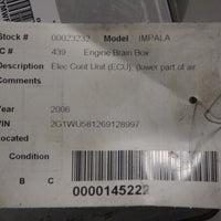 2005-2006 Chevy Impala Engine Computer Module 12604995 - BIGGSMOTORING.COM