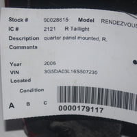 2004-2007 BUICK RENDEZVOUS PASSENGER SIDE REAR TAIL LIGHT 28615 - BIGGSMOTORING.COM