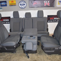 2011-2016 F-250 Front & Back Seat Set With Storage Compartment Gray Cloth Oem