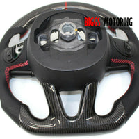 Fits Dodge Challenger Custom Carbon Fiber & Leather Flat Bottom Steering Wheel