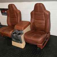 99-2010 FORD SD F250 F350 KING RANCH REAR LEATHER BUCKETS SEATS & CONSOLE WMOUNT