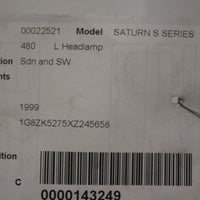 1996-1999 SATURN S SERIES FRONT LEFT DRIVER SIDE HEADLIGHT 22521 - BIGGSMOTORING.COM