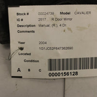 1995-2005 CHEVY CAVALIER RIGHT PASSENGER SIDE VIEW MANUAL MIRROR - BIGGSMOTORING.COM