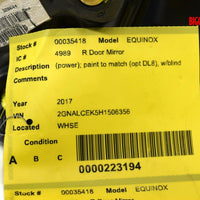 2015-2017 Chevy Equinox  Passenger Right Side Power Door Mirror Red 35418
