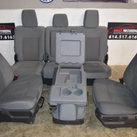 2011-2016 F-250 Front & Back Seat Set With Storage Compartment Gray Cloth Oem