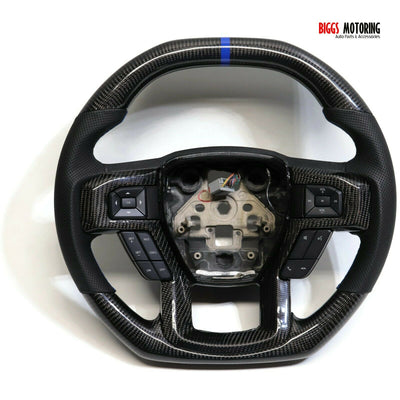 Fits 2015-2020 Ford F150 Carbon Fiber Custom Flat Bottom Steering Wheel