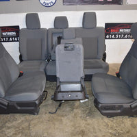 2011-2016 F-250 Front & Back Seat Set With Storage Compartment Gray Cloth Oem